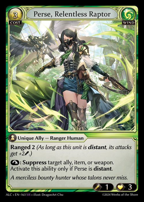 Perse, Relentless Raptor Super Rare Alchemical Revolution 163 NM