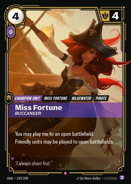 Miss Fortune, Buccaneer Foil Rare Origins 193/298 NM