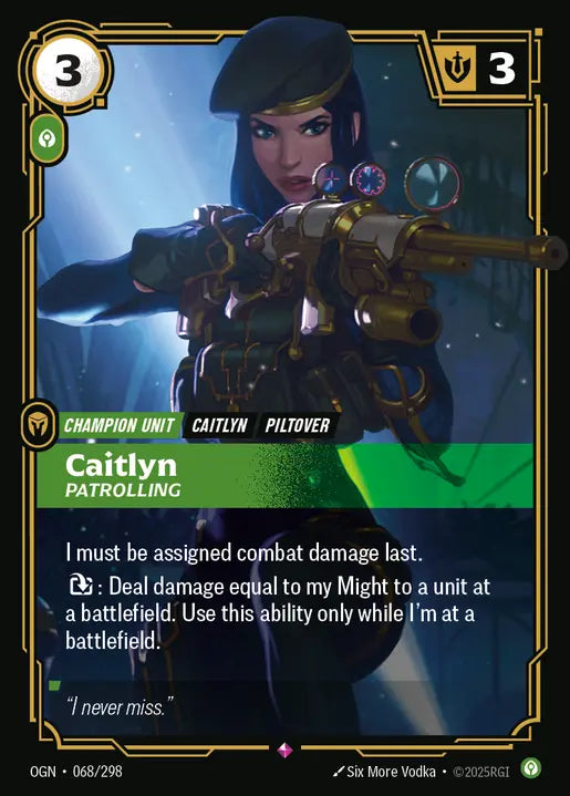 Caitlyn, Patrolling Foil Rare Origins 068/298 NM