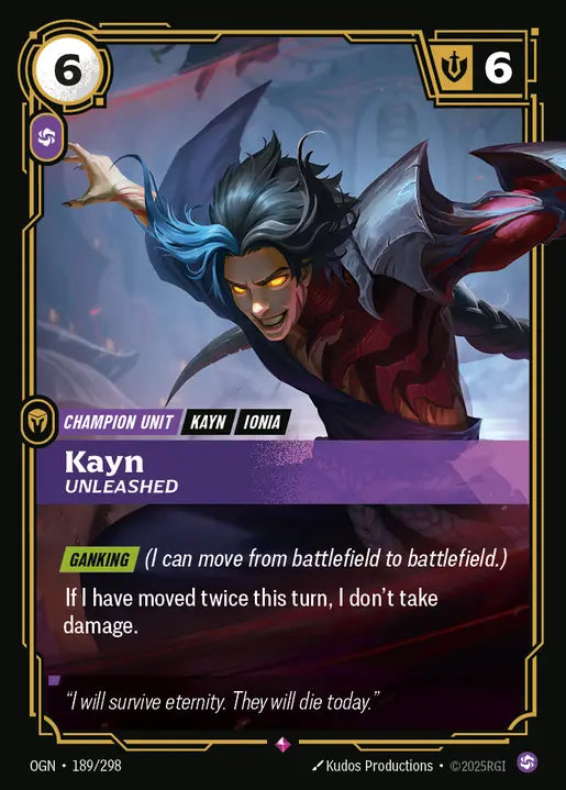 Kayn, Unleashed Foil Rare Origins 189/298 NM