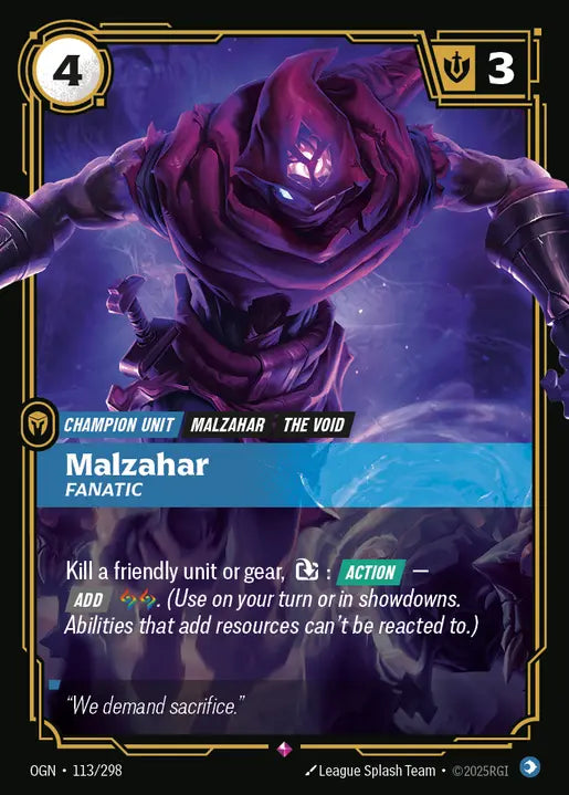 Malzahar, Fanatic Foil Rare Origins 113/298 NM