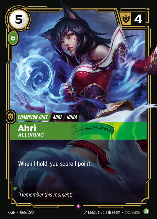 Ahri, Alluring Foil Rare Origins 066/298 NM