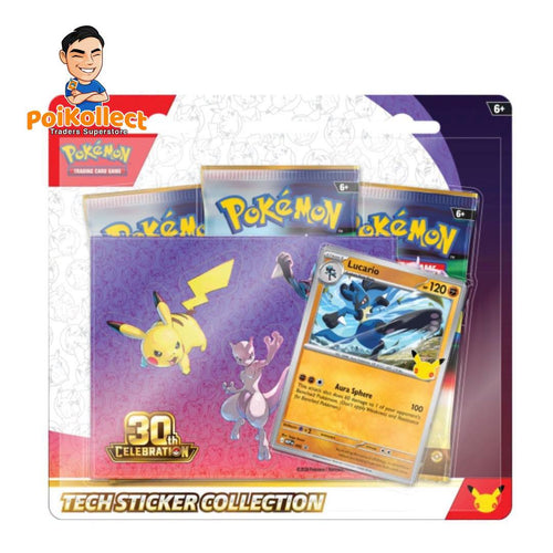 1 unit 30th Tech Sticker with 6 unit Pitch Black Booster Pack