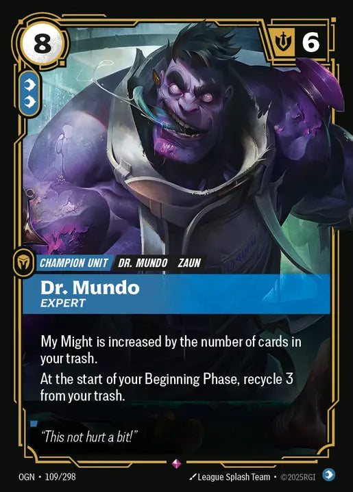 Dr. Mundo, Expert Foil Rare Origins 109/298 NM