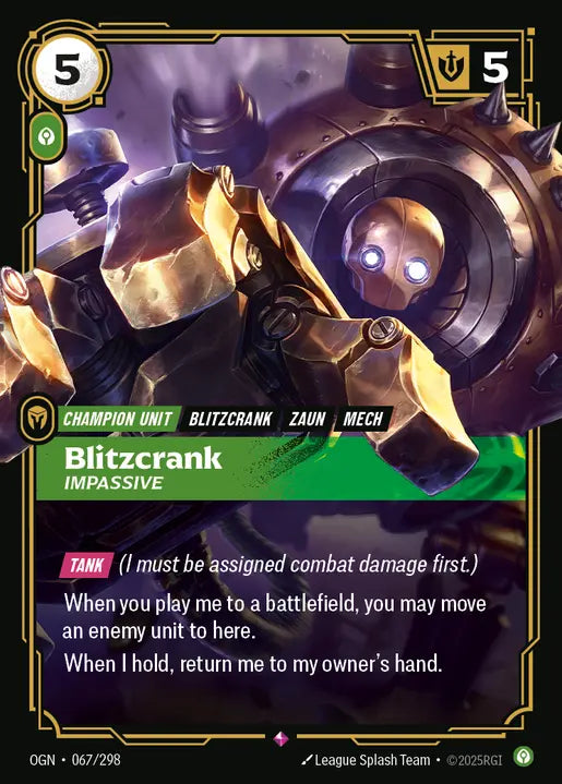 Blitzcrank, Impassive Foil Rare Origins 067/298 NM